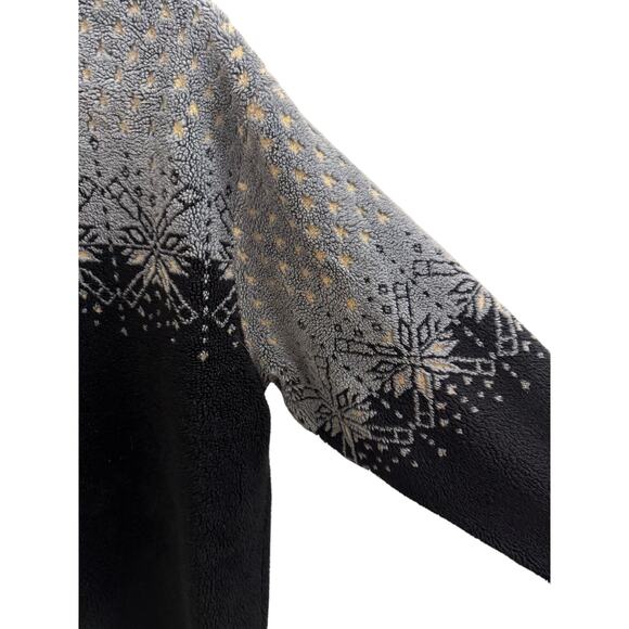 Black Diamond Unisex Medium Fair Isle Fleece Zip Up Black Gray Made In USA - Picture 4 of 5